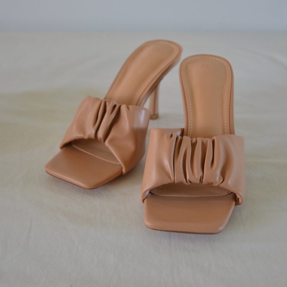 PiePieBuy Womens Square Open Toe Heeled Sandals Slip On Dress Party Shoes